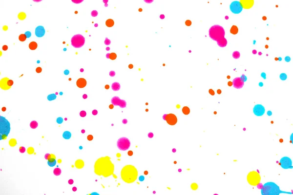 Close Splattered Paint Blobs White Paper Abstract Background — Stock fotografie