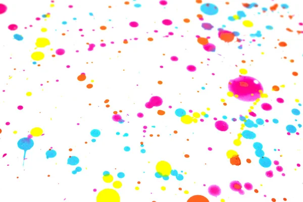 Close Splattered Paint Blobs White Paper Abstract Background — 스톡 사진