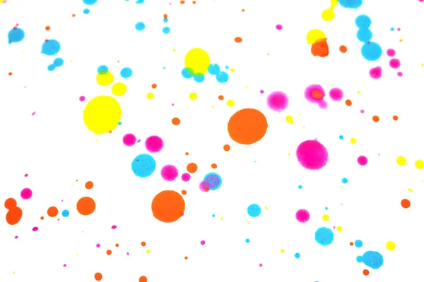 Close Splattered Paint Blobs White Paper Abstract Background — Stock fotografie