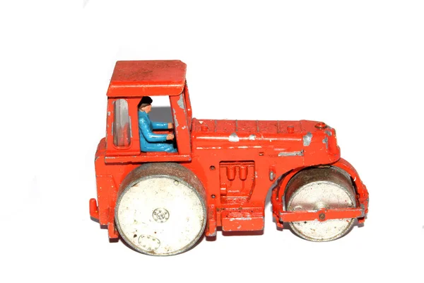 Vintage Tin Toy Vehicle Industrial Truck White Background — Stock Photo, Image