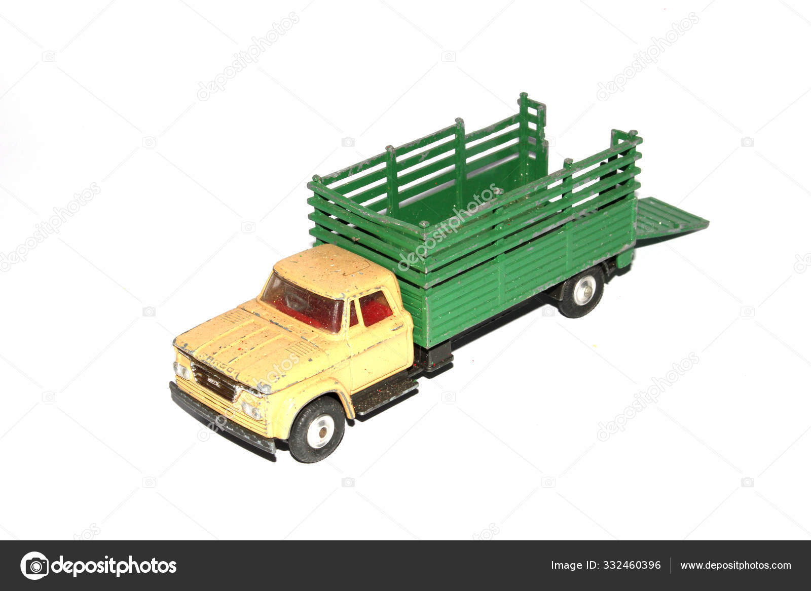 Vintage Tin Toy Vehicle Industrial Truck White Background Stock Photo