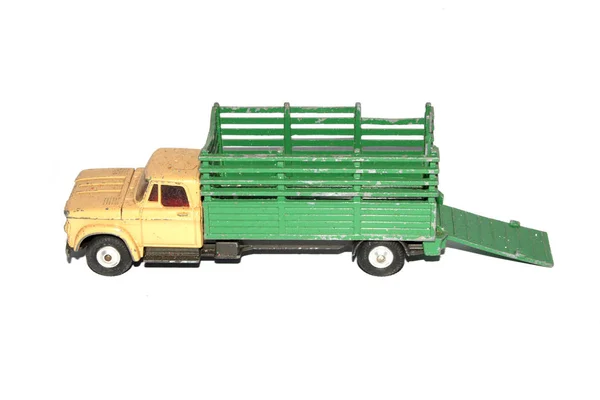 Vintage Tin Toy Vehicle Industrial Truck White Background — 스톡 사진