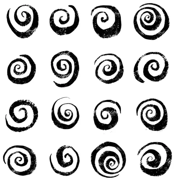 A Collection of Hand Drawn Black Scuffed Swirl Circle Vectors