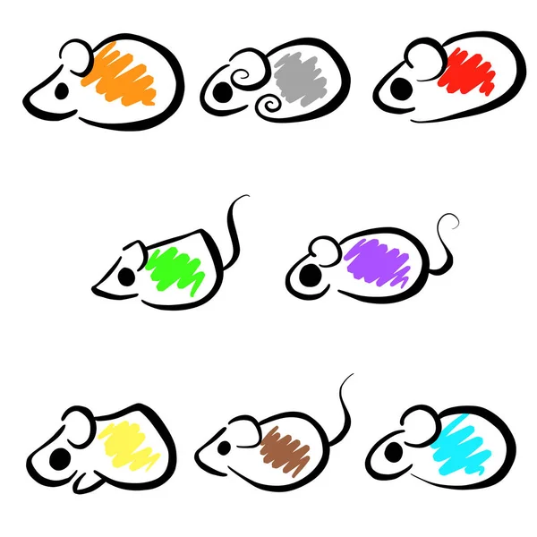 Collection Simple Rodent Mouse Guinea Pig Hamster Logo Illustrations — 스톡 벡터