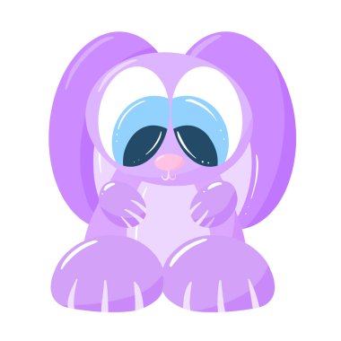 Paskalya ya da Mor Çocuk Hikayesi için Sevimli Çizgi Film Tavşan Karakteri