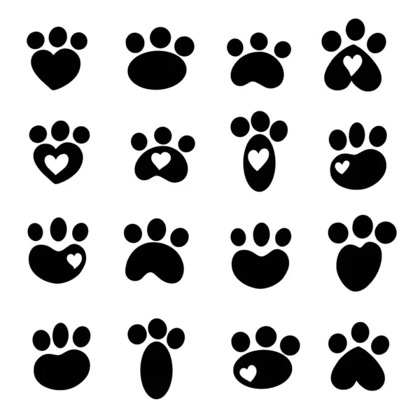 Cute Collection Animal Silhouette Prints Cut Dog Cartoon Illustration Vector — Stock Vector