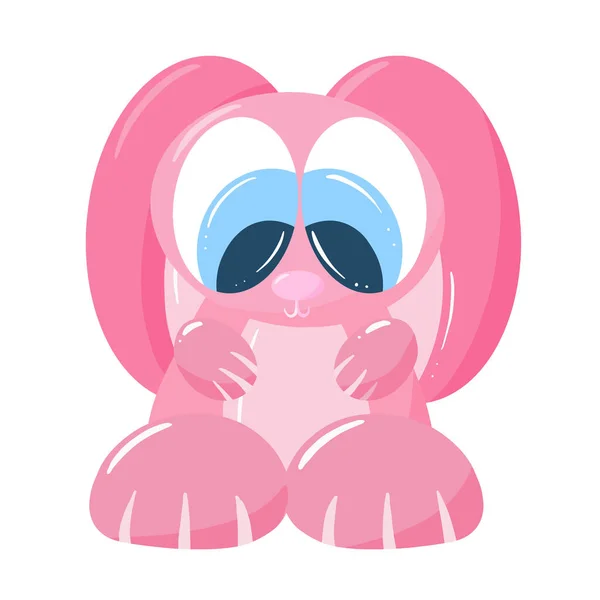 Lindo Personaje Conejo Dibujos Animados Para Pascua Historia Infantil Rosa — Vector de stock