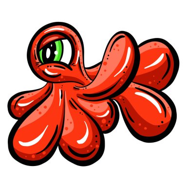 Garip Çizgi Film Blob Hayali Yaratık Bunalımlı Vektör Resimlerine Bakıyor