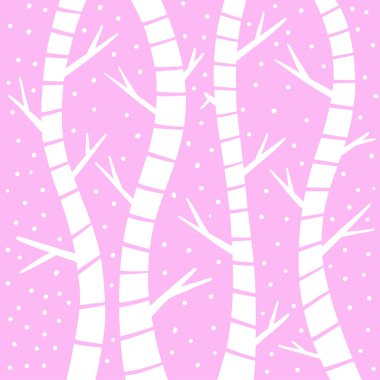 A Pretty Cartoon Illustration of Trees and Branches For Background Decoration Vector In Pink
