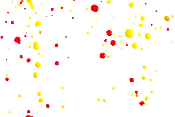 Close Multicoloured Splattered Paint Blobs White Paper Abstract Background — 스톡 사진