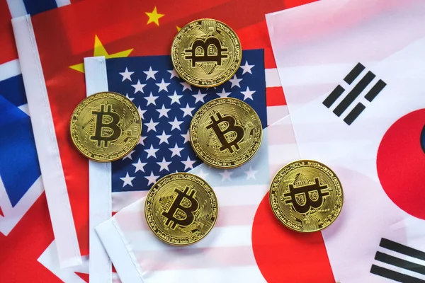 Ülke bayrakları Bitcoin altın renk