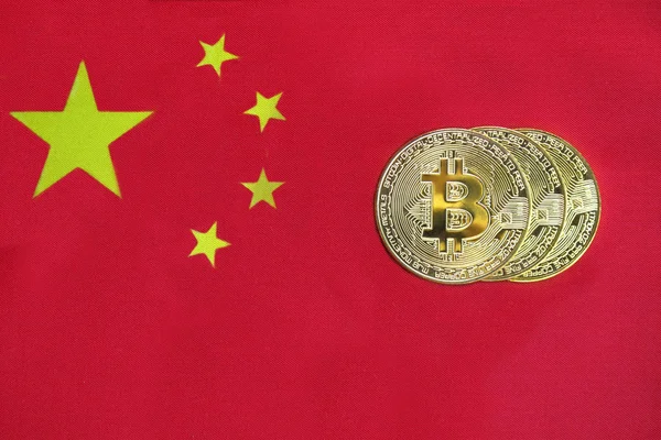 Bitcoin altın rengi Çin bayrağı