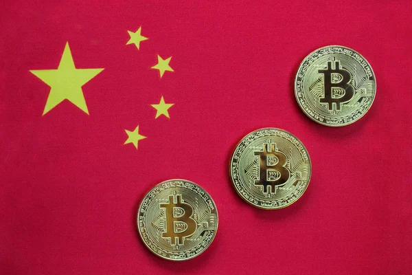 Bitcoin altın rengi Çin bayrağı