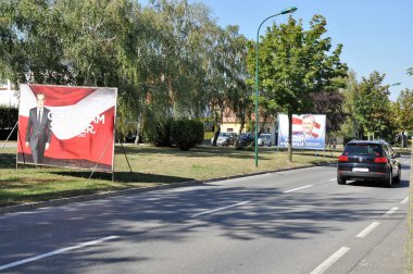 Billboards of Van der Bellen and Norbert Hofer, two Austrian presidential candidates  clipart