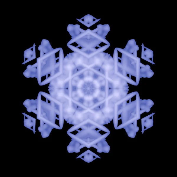 Piękny miękki niebieski ozdobny płatek śniegu — Zdjęcie stockowe