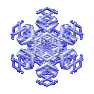 Beyaz izole mavi kış 3d kar tanesi dekorasyon