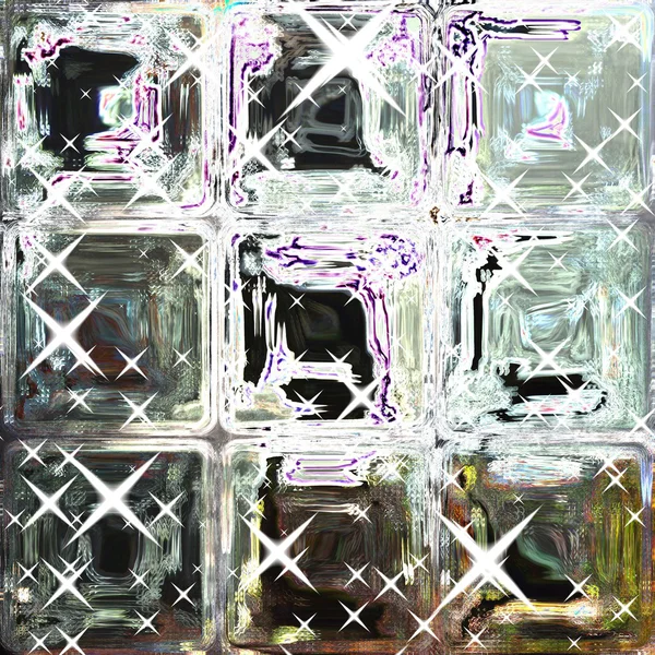 Geometrical nine crystal window tiles with sparkling stars — Φωτογραφία Αρχείου