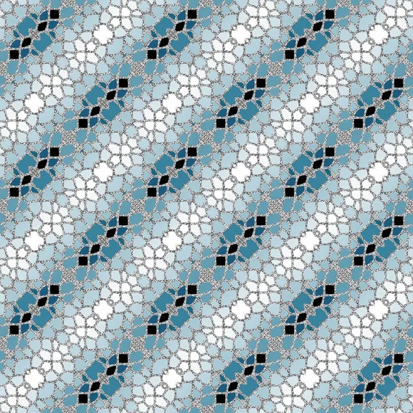 Blue and white mosaic seamless image pattern design wallpaper — Stock Photo, Image