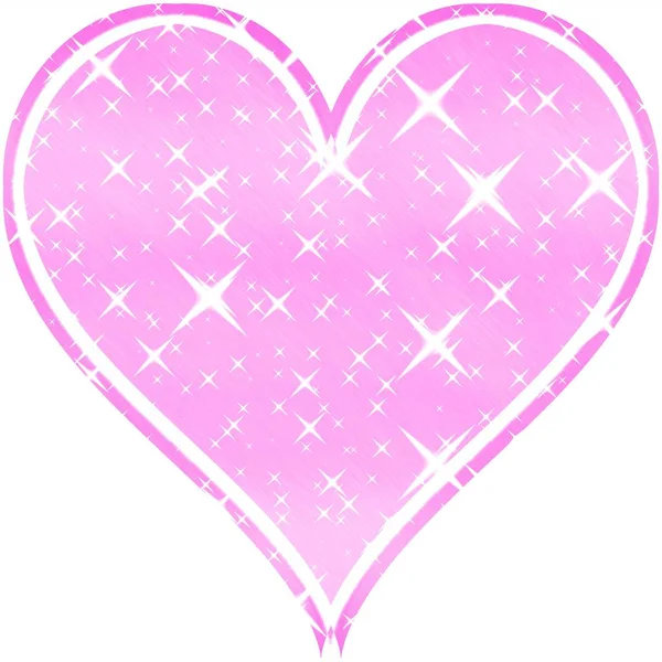 Sweet sparkling pink heart with stars on white background — Stock Photo, Image