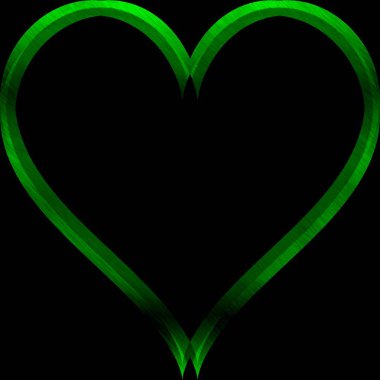 Metin için yer siyah zemin üzerine yeşil kalp aydınlatma soyut