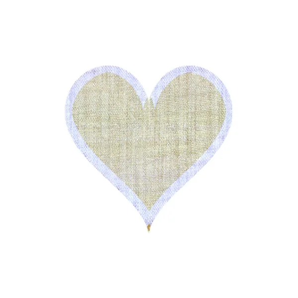 Fabric abstract beige framed soft heart symbol on white — Stock Photo, Image