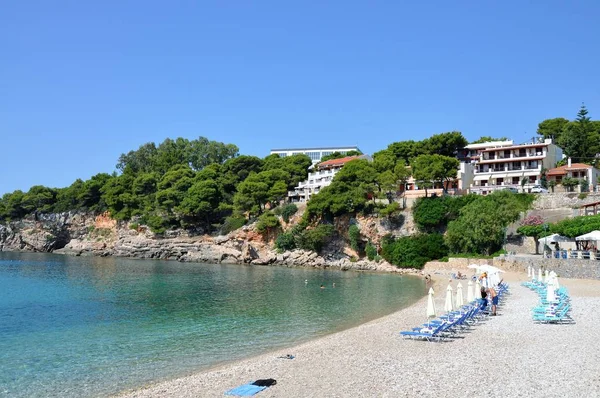 Spiaggia di Roussoum Gialos isola di Alonissos, Sporadi, Grecia — Foto Stock