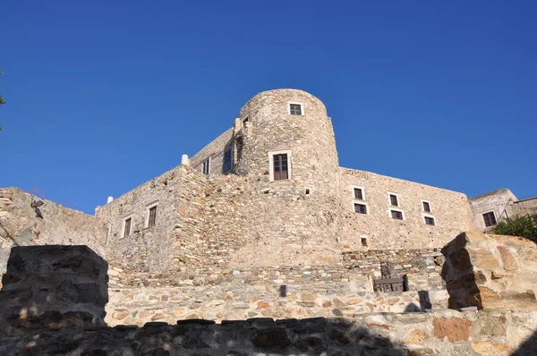 Kamennou pevnost benátský hrad kástro chora v Naxos island. — Stock fotografie
