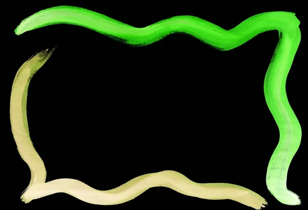Яскраво-зелена і бежева блискуча рамка на чорному тлі — стокове фото
