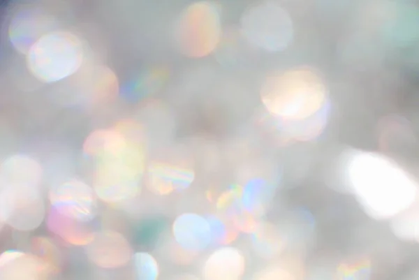Silber und Regenbogen Lichtfarbe Bokeh modernen verschwommenen Hintergrund — Stockfoto