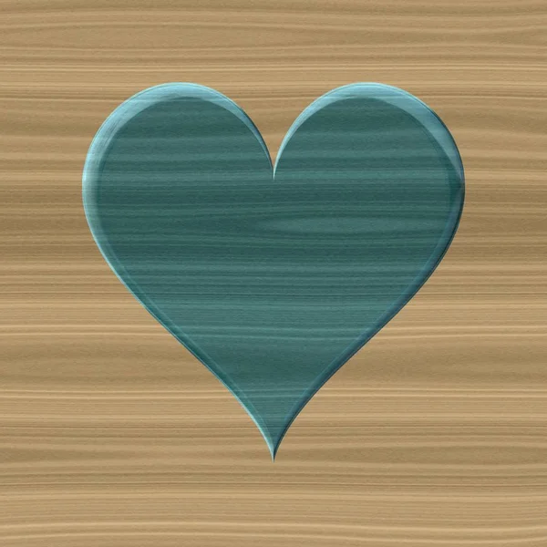 Hermoso símbolo natural del corazón de madera 3d en el fondo de madera — Foto de Stock