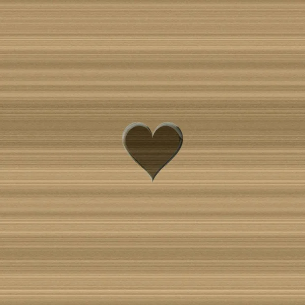 Hermosa pequeña forma de madera de corazón 3d sobre fondo de textura de madera — Foto de Stock
