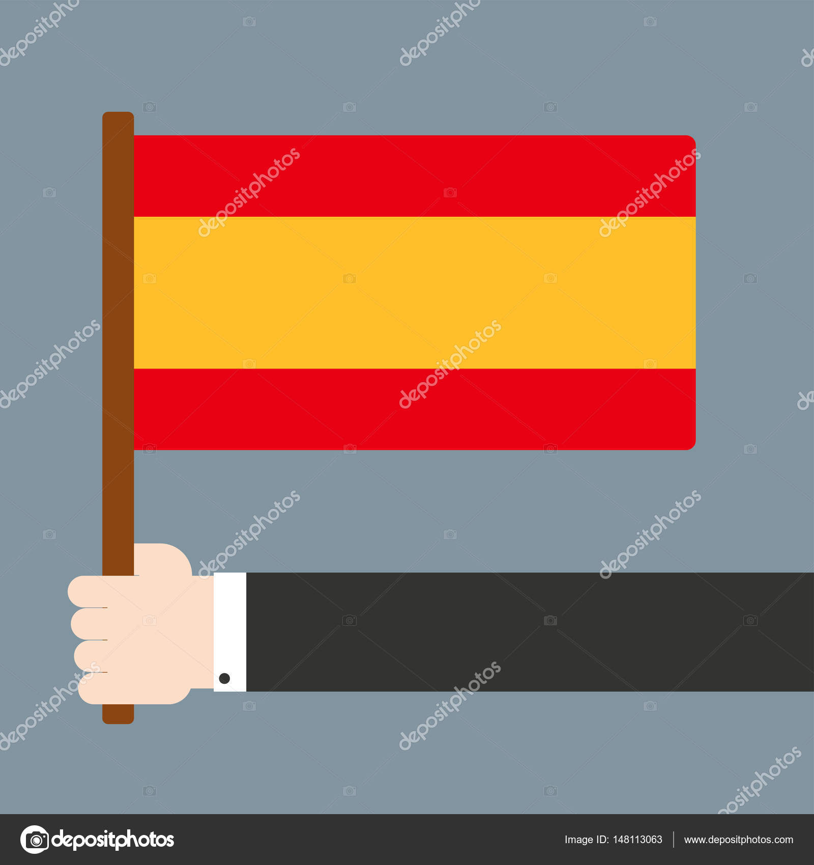 Hand Holding Spain Flag Stock Photo C Muchomoros 148113063
