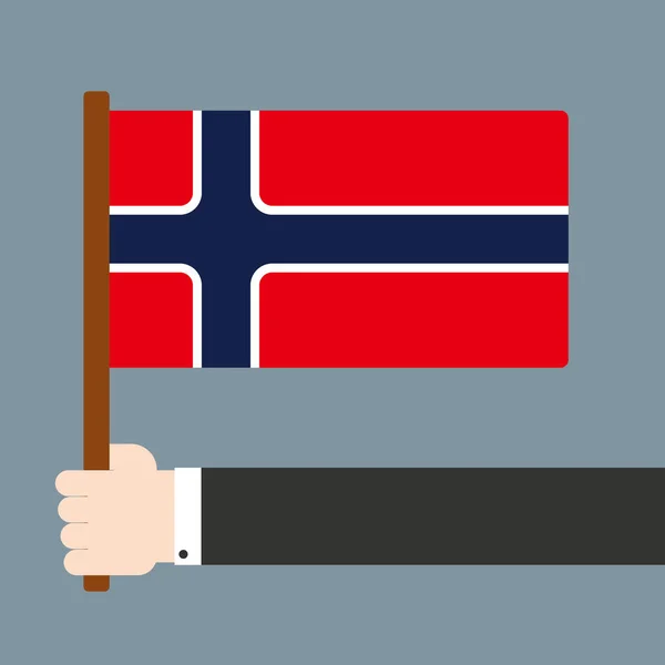 Hand holding Norway flag