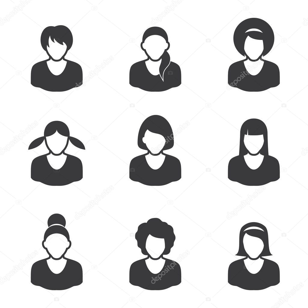 Set of icons on a white background avatars - characters