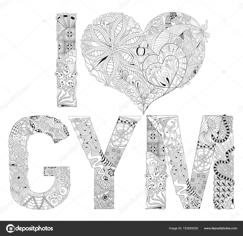 Word Ik Liefde Sportschool Om In Te Kleuren Decoratieve Zentangle