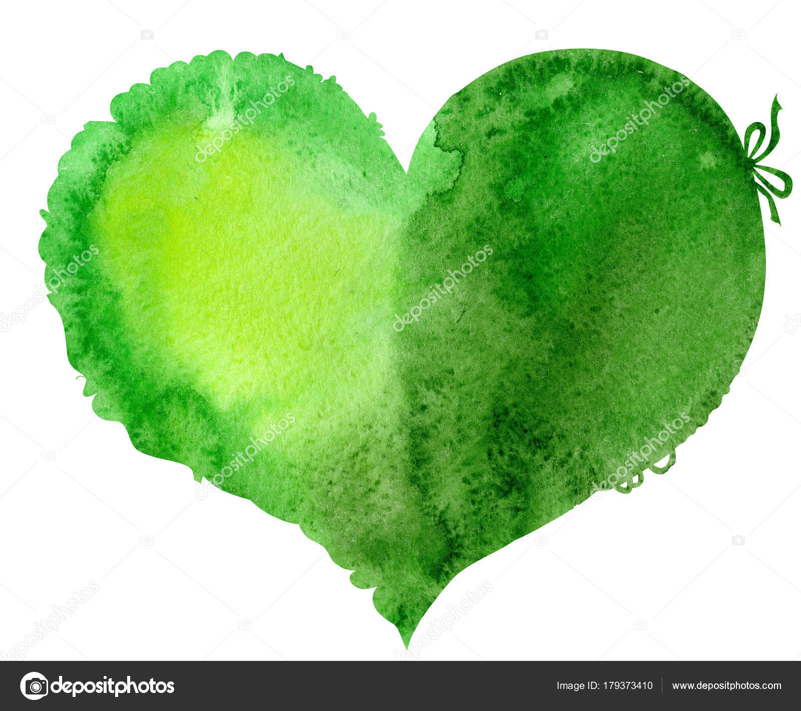 watercolor green heart with