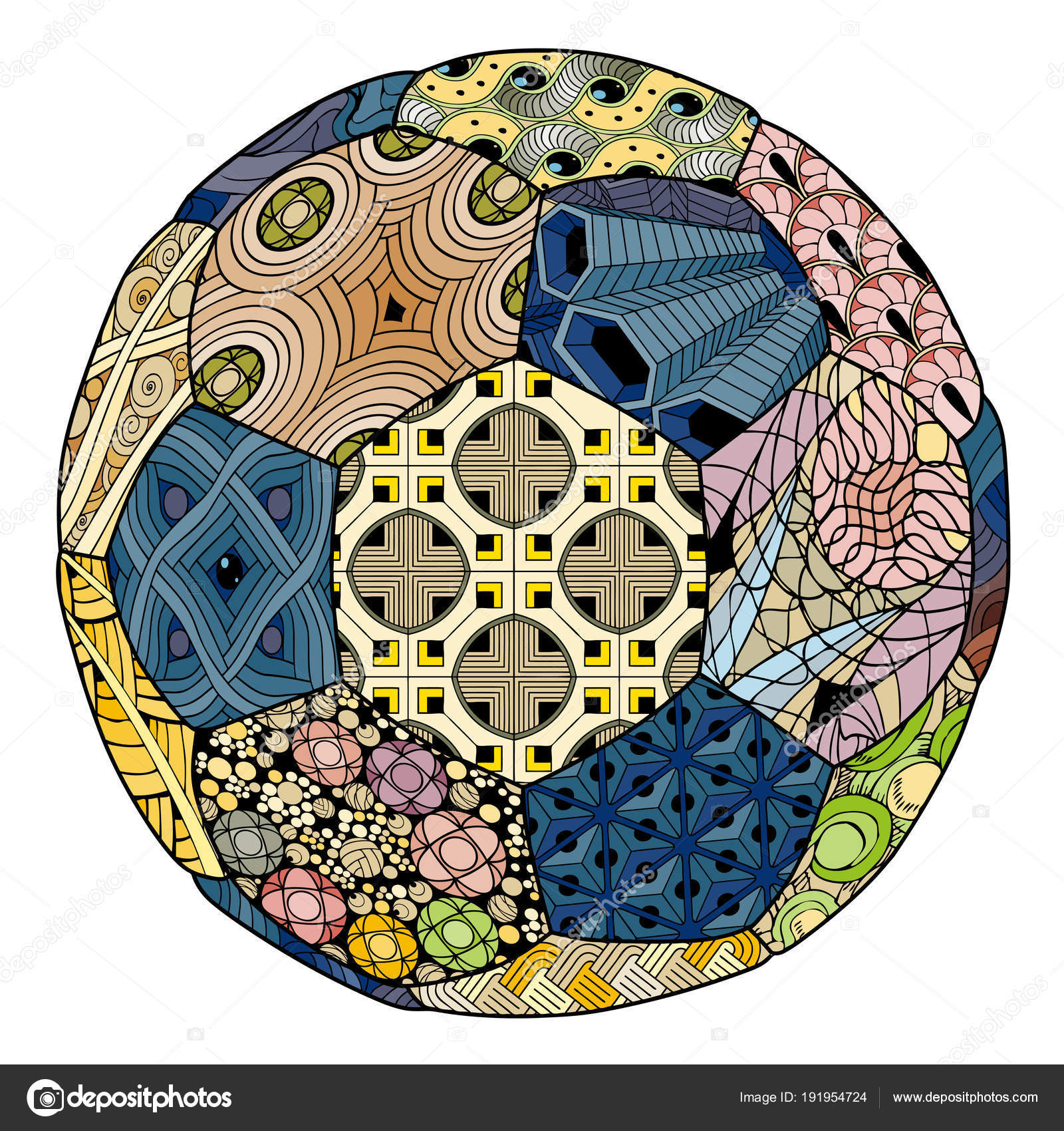 Zentangle Stilizzato Pallone Da Calcio Illustrazione Di