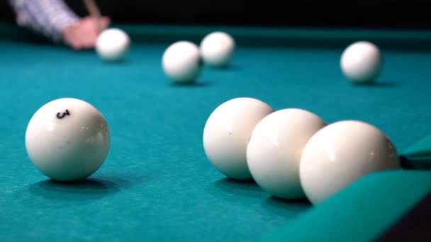 Russian Billiards, Ball Gets In The Pocket — Stock Video