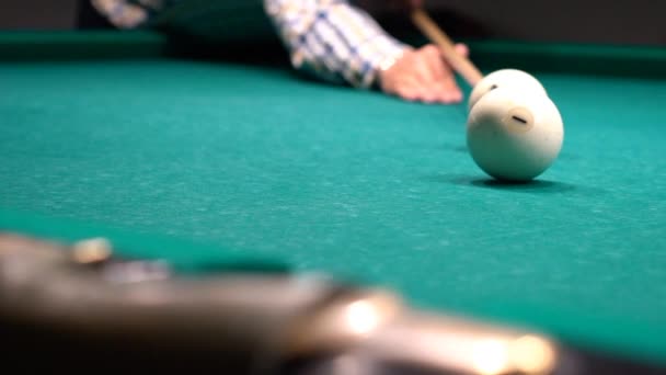 Russian Billiards, Ball Gets In The Pocket Slow Motion — Stock Video