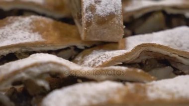 Elmalı turta (Viyana Strudel) dondurma yavaş hareket ile
