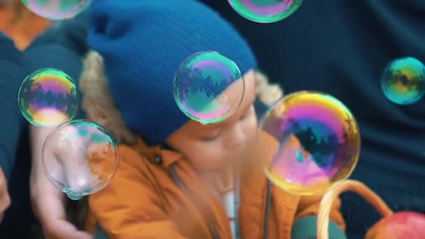 Slow Motion Two Years Old Baby Boy Playing Park Soap — Stock Video