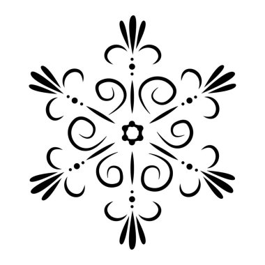 Siyah arka plan üzerinde arka izole vektör kar tanesi veya çiçek dövme