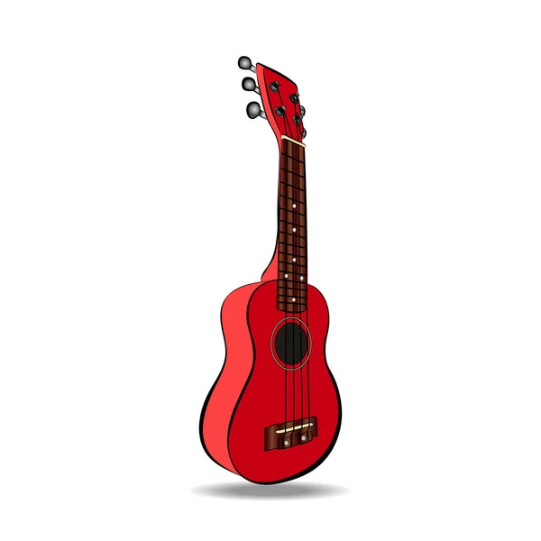 Guitarra Ukulele, vector de dibujos animados e ilustración, dibujado a mano, estilo boceto, aislado sobre fondo blanco . — Vector de stock