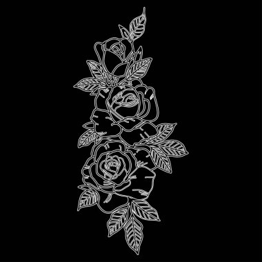 Siyah arka plan üzerine izole vektör soyut çiçek