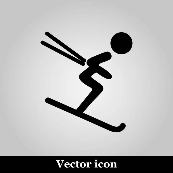 Icono de esquí alpino línea delgada para web y móvil, diseño plano minimalista moderno — Vector de stock