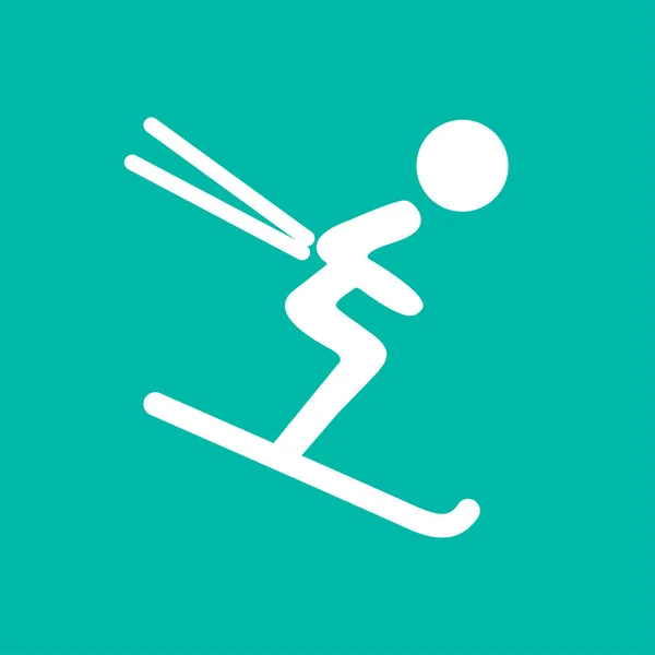 Icono de esquí alpino línea delgada para web y móvil, diseño plano minimalista moderno — Archivo Imágenes Vectoriales
