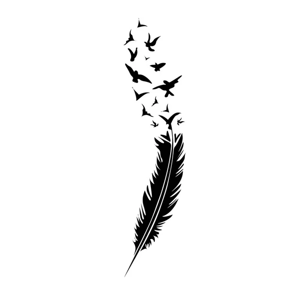 Pluma en blanco y negro sobre fondo negro, ilustración vectorial Gráficos Vectoriales