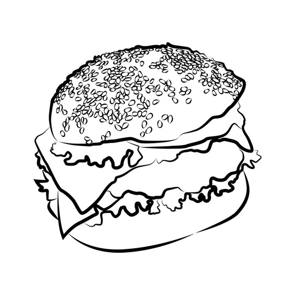 Big burger, vector illustration on white background — Stock Vector