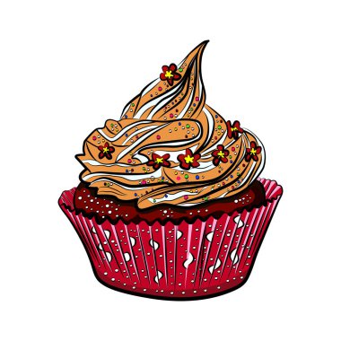 Beyaz arka plan üzerinde vektör illüstrasyon izole kek