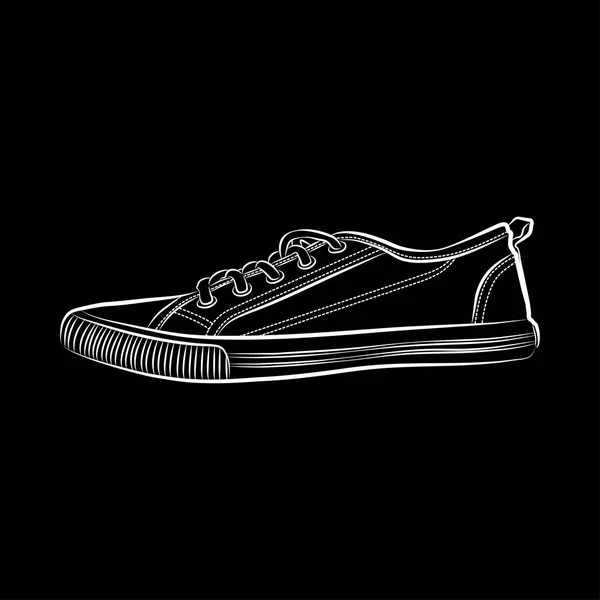 Spor ayakkabı simgesi. Düz siyah arka plan üzerine izole spor ayakkabı vektör simge resmi — Stok Vektör